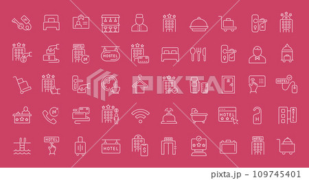 Set of Line Icons of Hotel Business 109745401