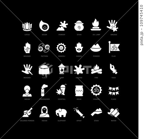 Vector Simple Icons of Holi Vector Simple Icons of Holi 109745410