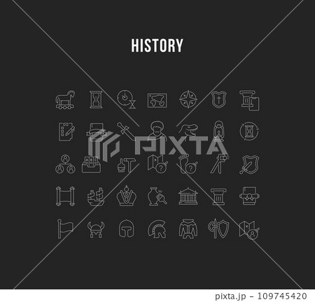 Set Vector Line Icons of History. Set Vector Line Icons of History. 109745420