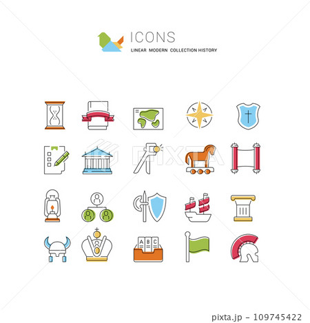 Set Vector Line Icons of History. 109745422