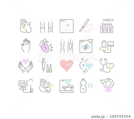 Set Vector Flat Line Icons Heart Defectのイラスト素材 [109745454] - PIXTA