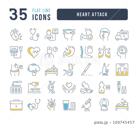 Set of linear icons of Heart Attack Set of linear icons of Heart Attack 109745457