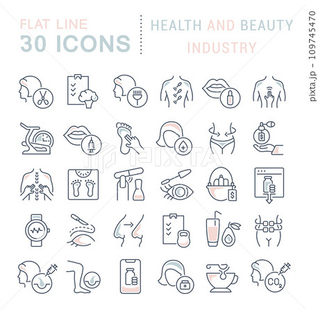 Collection Linear Icons of Health and Beauty Industry 109745470