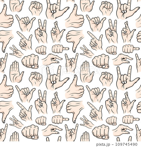 Vector Seamless Patterns with different hand...のイラスト素材 [109745490] - PIXTA