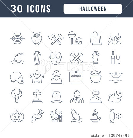 Set of linear icons of Halloween 109745497