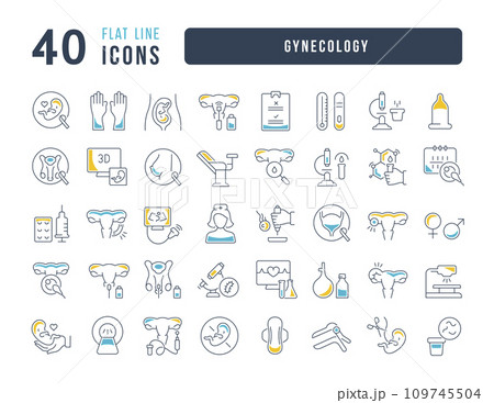Set of linear icons of Gynecology 109745504