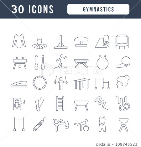 Set of linear icons of Gymnastics 109745523