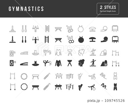 Set of simple icons of Gymnastics 109745526