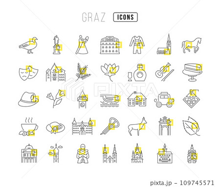 Set of linear icons of Graz 109745571