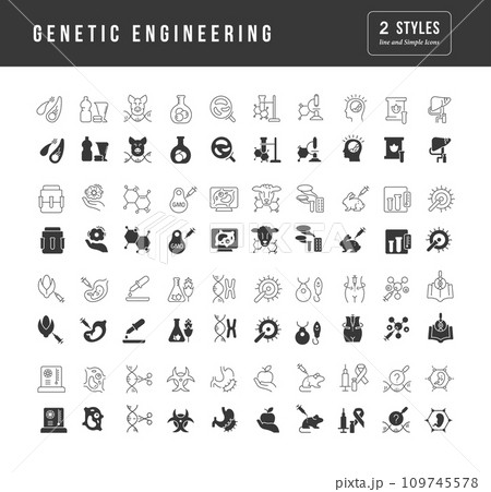 Set of linear icons of Genetic Engineering 109745578
