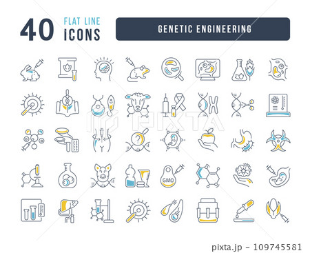 Set of linear icons of Genetic Engineering 109745581