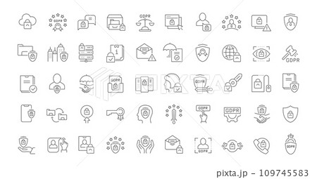 Set Vector Line Icons of GDPR 109745583
