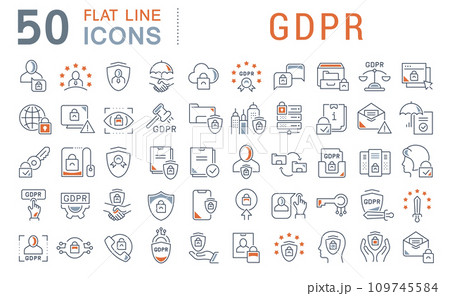 Set Vector Line Icons of GDPR 109745584