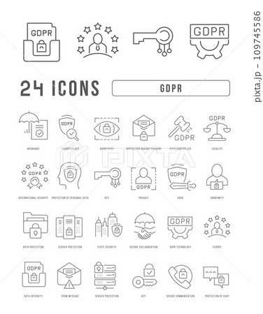 Set of linear icons of GDPR Set of linear icons of GDPR 109745586