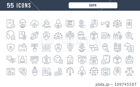 Set of linear icons of GDPR Set of linear icons of GDPR 109745587