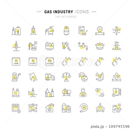 Set Vector Line Icons of Gas Industry 109745596
