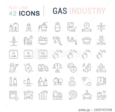Set Vector Line Icons of Gas Industry Set Vector Line Icons of Gas Industry 109745599