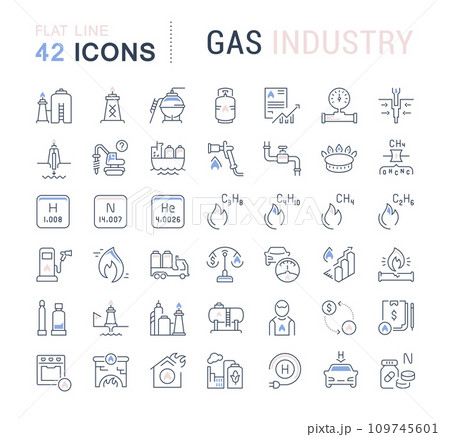 Set Vector Line Icons of Gas Industry Set Vector Line Icons of Gas Industry 109745601
