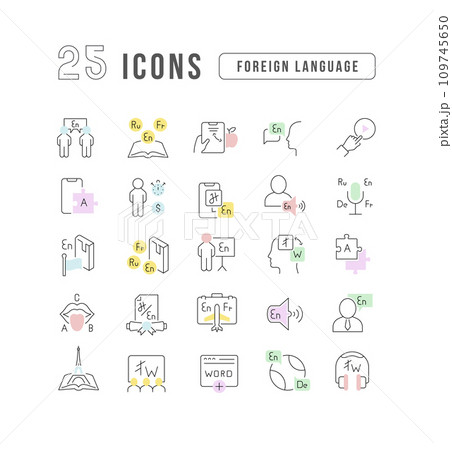 Set of linear icons of Foreign Languageのイラスト素材 [109745650] - PIXTA