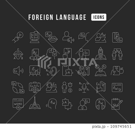 Set of linear icons of Foreign Languageのイラスト素材 [109745651] - PIXTA