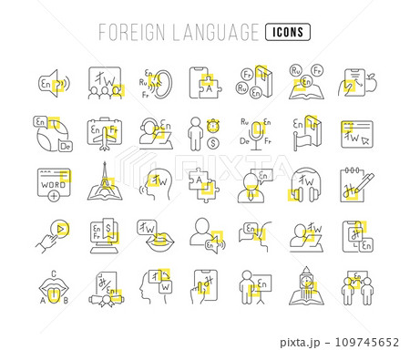 Set of linear icons of Foreign Languageのイラスト素材 [109745652] - PIXTA