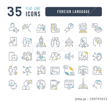 Set of linear icons of Foreign Languageのイラスト素材 [109745653] - PIXTA