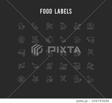 Set Vector Line Icons of Food Labels 109745686