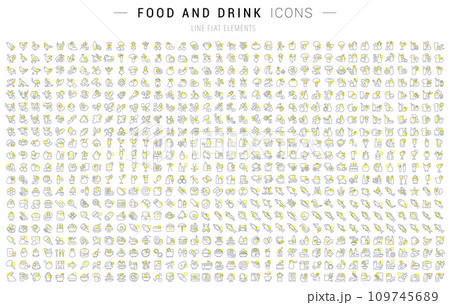 Set Vector Line Icons of Food and Drink 109745689
