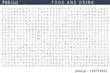 Set Vector Line Icons of Food and Drink 109745691