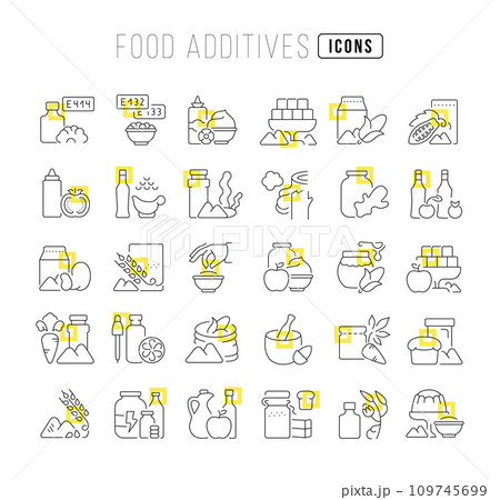 Set of linear icons of Food Additives Set of linear icons of Food Additives 109745699