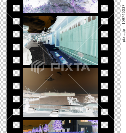 Illustration of negative film developed before printing Illustration of negative film developed before printing 109746037