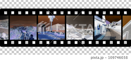 Illustration of negative film developed before printing 109746038