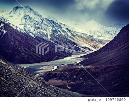 Severe mountains - View of Himalayas, India 109746860