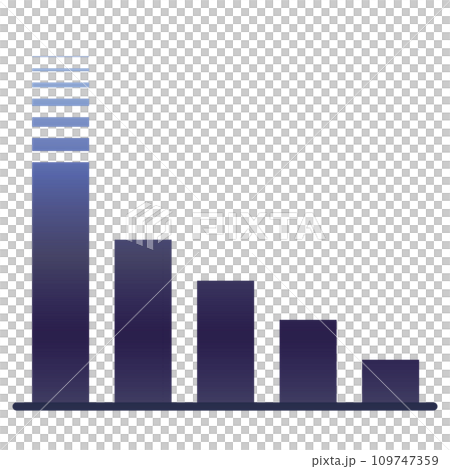 Illustration of a steeply descending bar graph 109747359