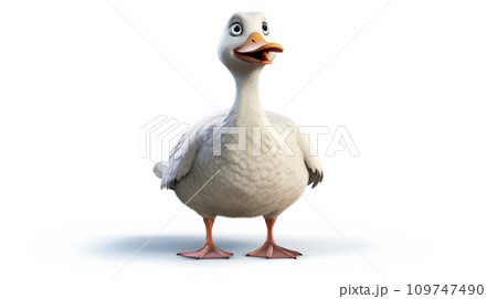 Fat cartoon goose on white with space for text. Calendar layout, cover. 109747490
