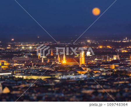 Night aerial view of Munich, Germany Night aerial view of Munich, Germany 109748364