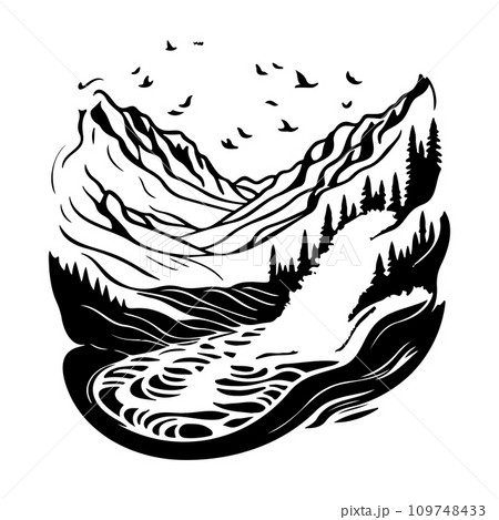 falling water river Icon hand draw black colour logo symbol perfect. 109748433