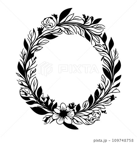 Around frame flower Icon hand draw black colour logo symbol perfect. 109748758