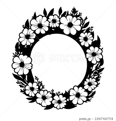 Around frame flower Icon hand draw black colour logo symbol perfect. 109748759