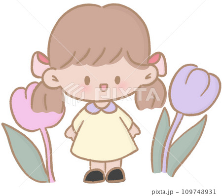 Girl with a bouquet of flowers 109748931