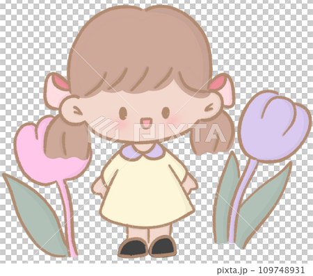 Girl with a bouquet of flowers 109748931