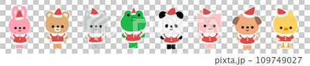 クリスマスのアニマルイラストセット 109749027
