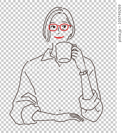 A stylish senior woman is drinking coffee A stylish senior woman is drinking coffee 109749269