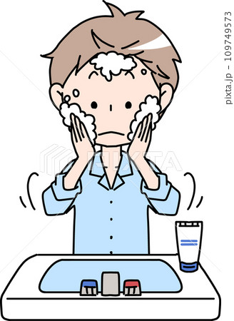 洗顔する男性  洗顔する男性  109749573