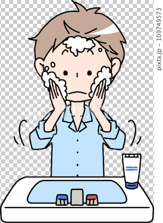 洗顔する男性  洗顔する男性  109749573