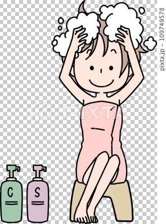 髪を洗う女性 髪を洗う女性 109749578