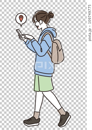 スマホでマップを見る若い女性 109749775