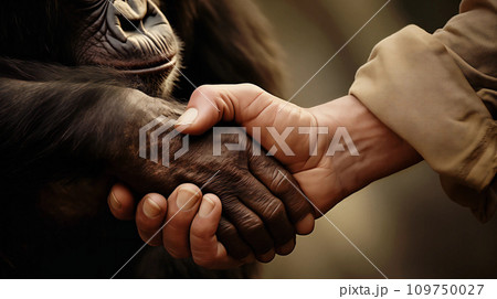 "共感の手: 進化の歴史を通じた生命の深い結びつき"<AI生成画像> 109750027