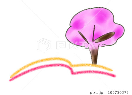 広がる草原と桜の木 109750375