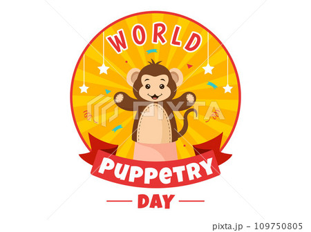 World Puppetry Day Vector Illustration on March 21 for Puppet Festivals which is moved by the Fingers Hands in Flat Kids Cartoon Background Design 109750805
